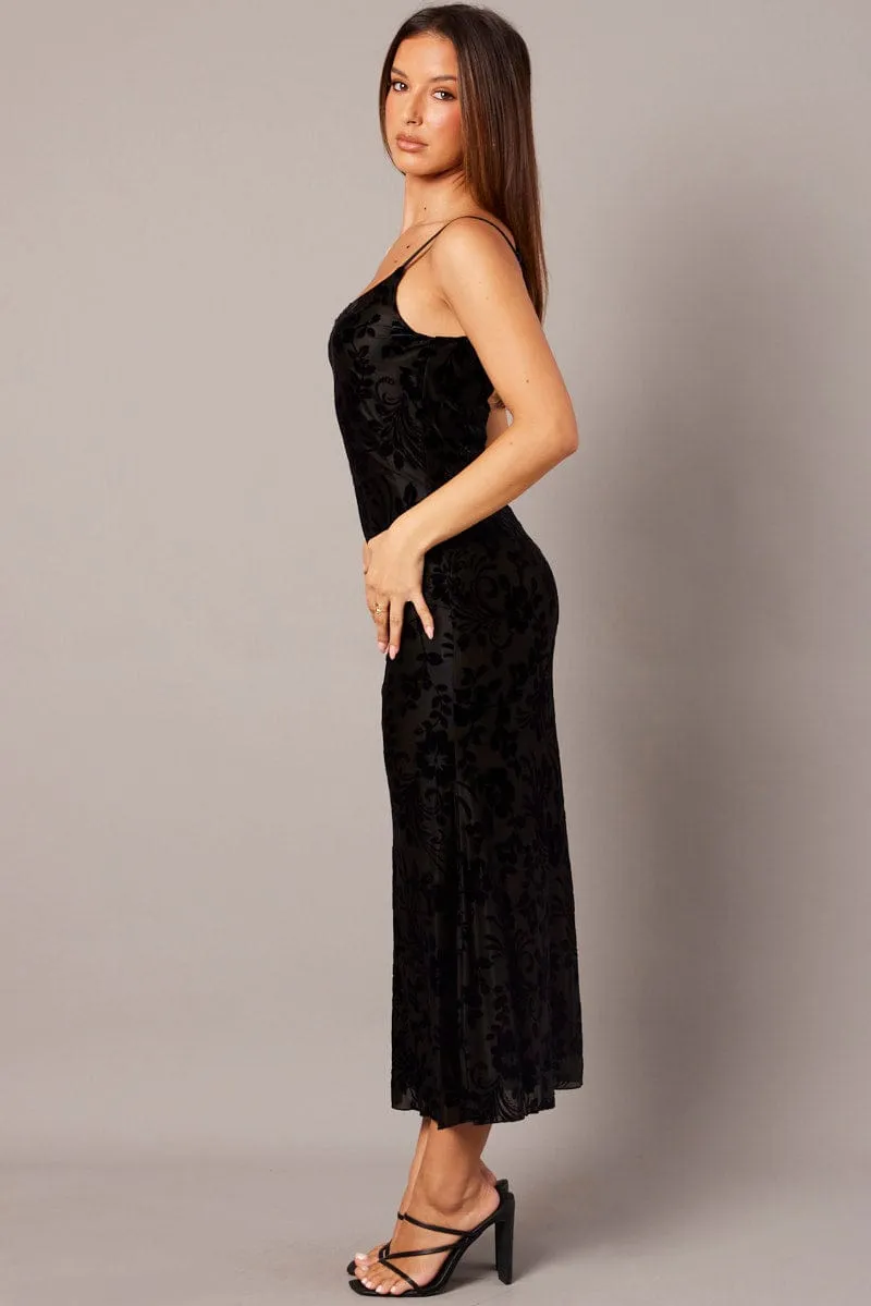 Black Maxi Dress Sleeveless Scoop Neck Burn Out sold by Ally Fashion product image thumbnail 4