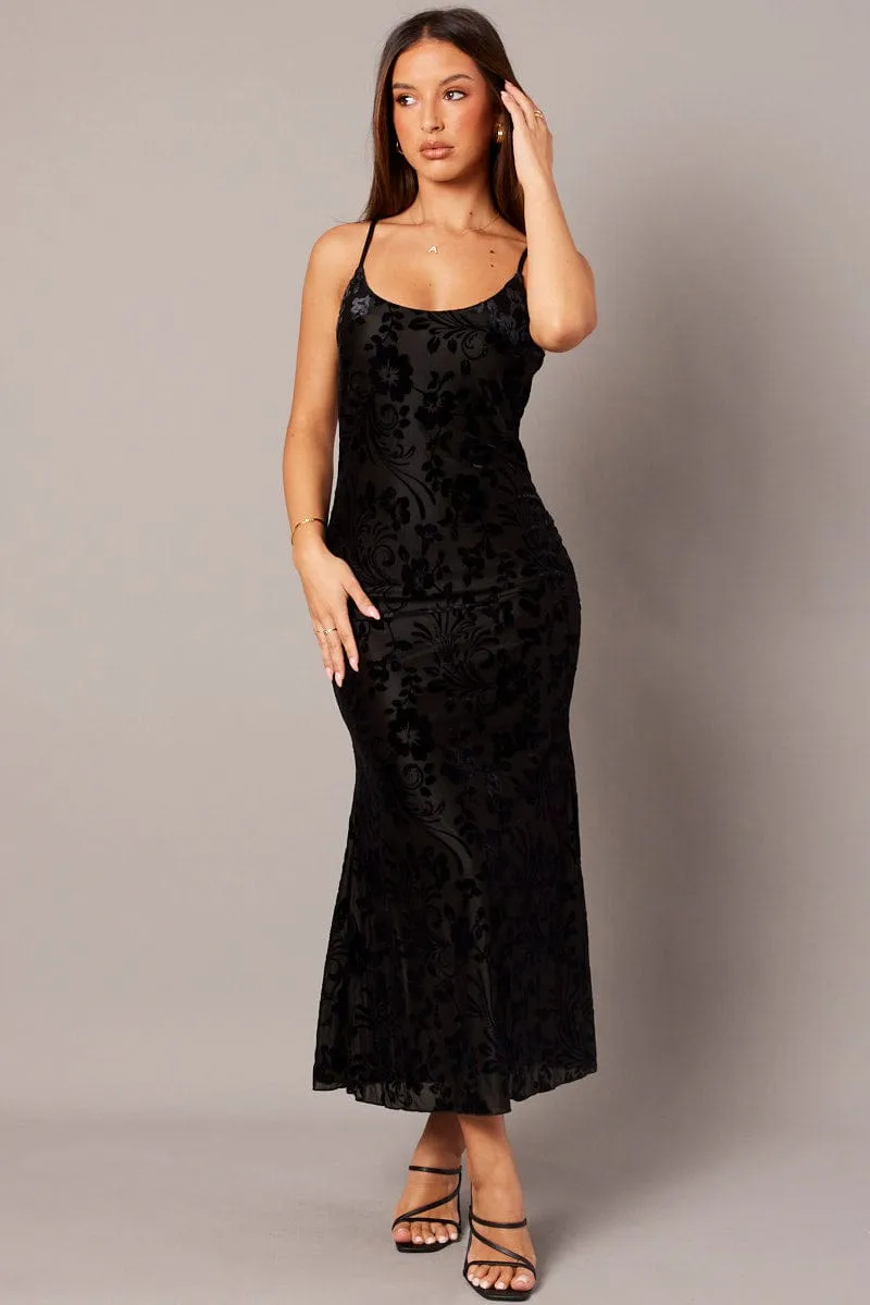 Black Maxi Dress Sleeveless Scoop Neck Burn Out sold by Ally Fashion product image thumbnail 2