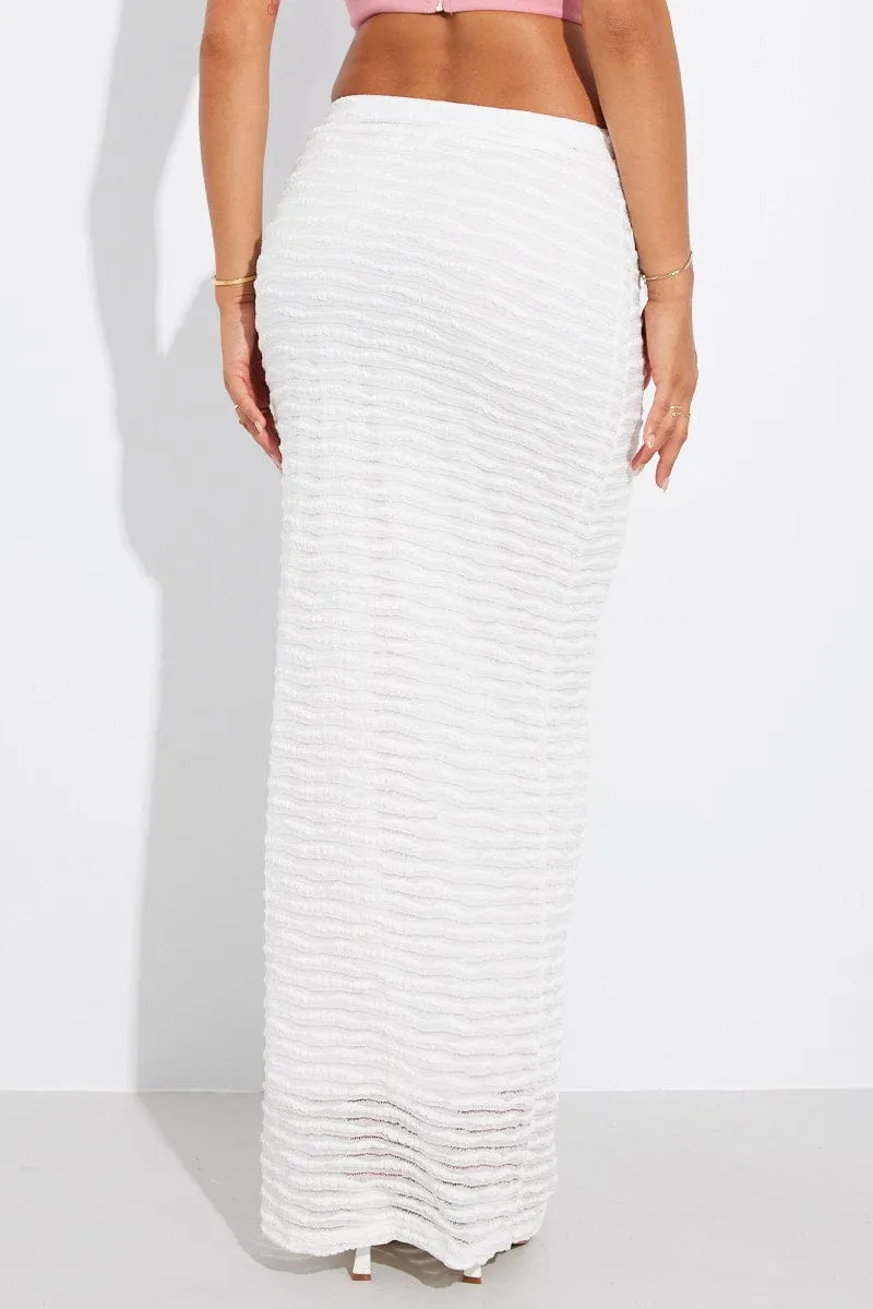White Maxi Skirt High Rise Textured Fabric sold by Ally Fashion product image thumbnail 5