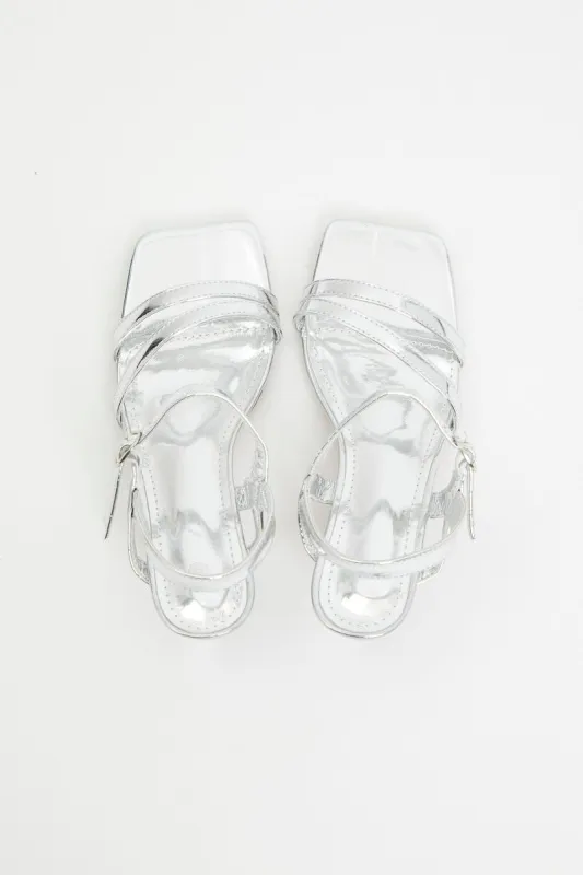 Silver Strappy Silver Heels sold by Ally Fashion