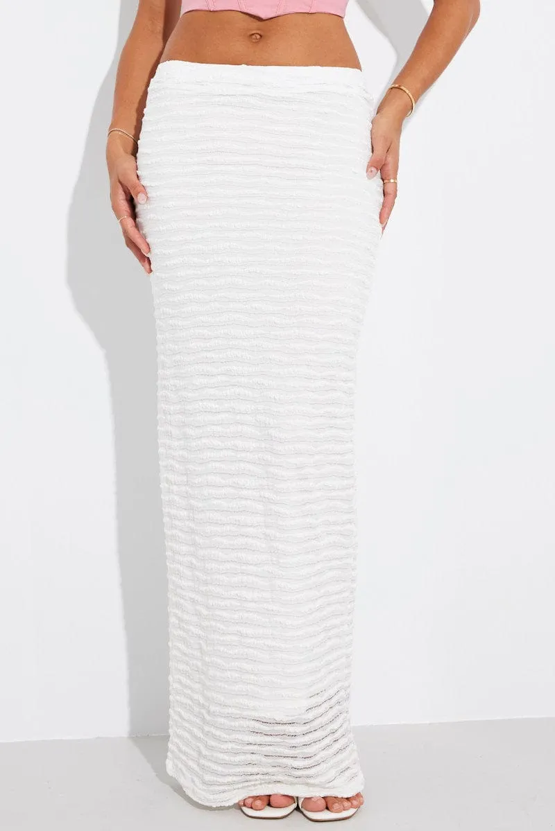 White Maxi Skirt High Rise Textured Fabric sold by Ally Fashion product image thumbnail 3