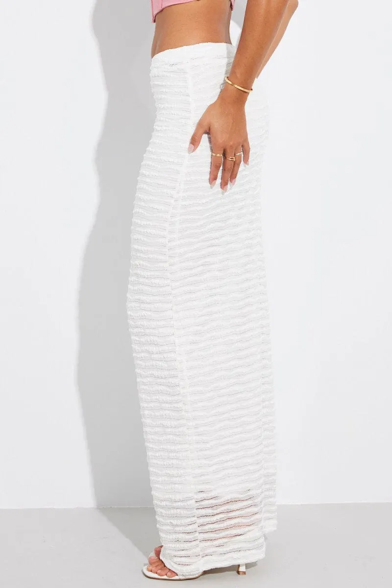 White Maxi Skirt High Rise Textured Fabric sold by Ally Fashion product image thumbnail 4