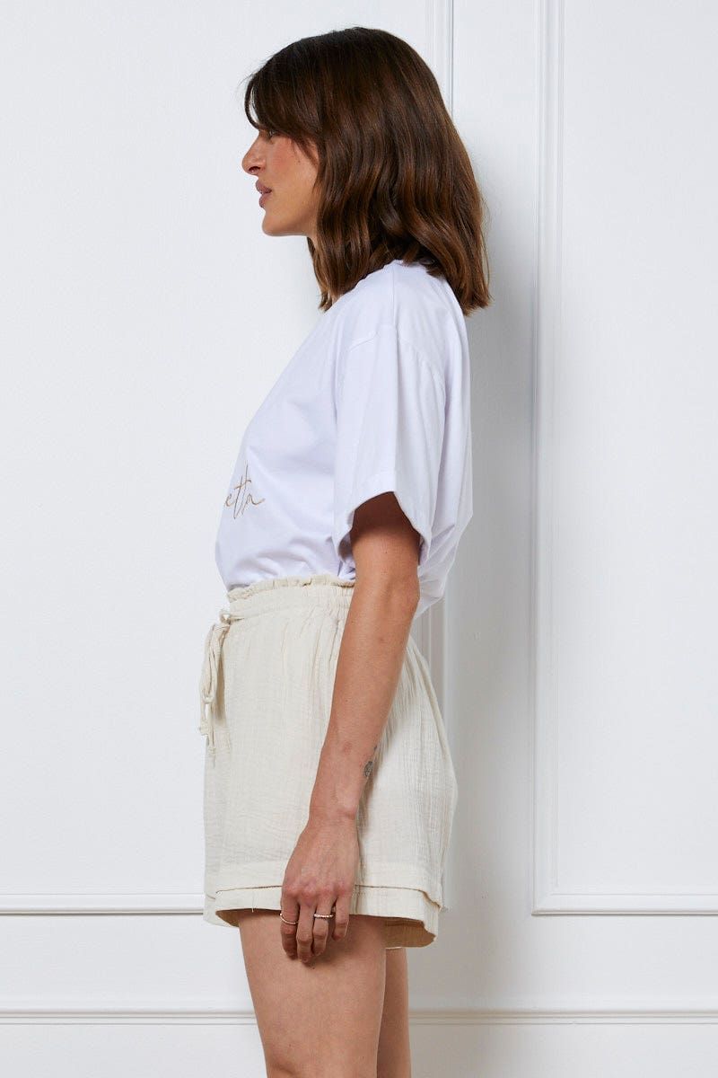 Beige Textured Shorts High Waist sold by Ally Fashion product image thumbnail 4