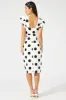 Black Polka Dot Midi Dress Plunge Ruffle Shoulder Oversized Polka sold by Ally Fashion