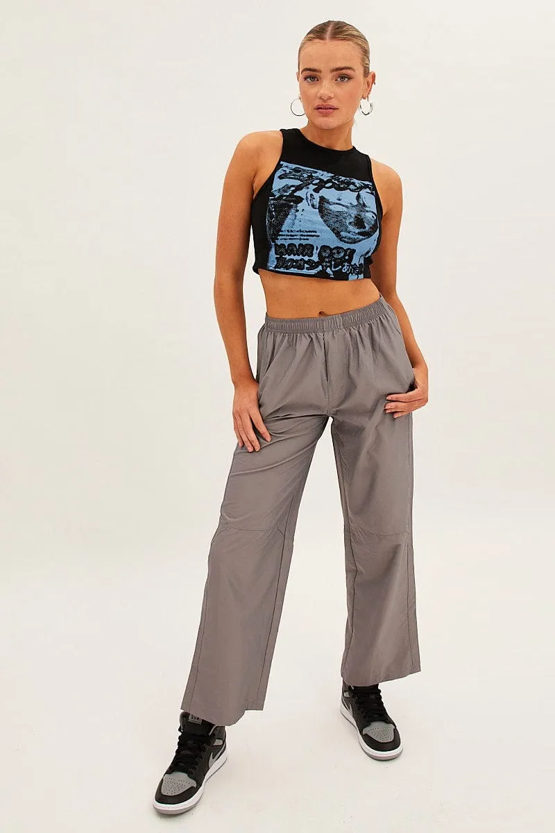 Grey Cargo Parachute Pants sold by Ally Fashion
