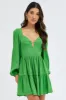 Green Fit And Flare Dress Long Sleeve Mini sold by Ally Fashion
