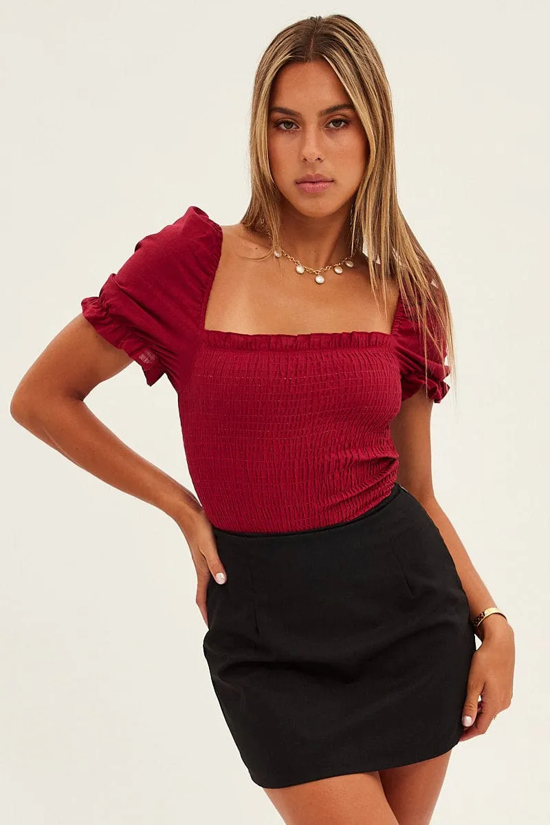 Purple Puff Sleeve Bodysuit Cotton sold by Ally Fashion