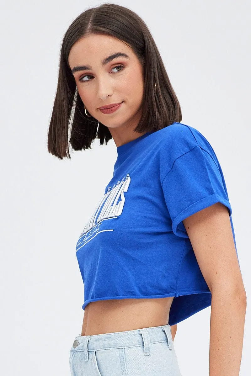 Blue Graphic Tee Short Sleeve sold by Ally Fashion product image thumbnail 4