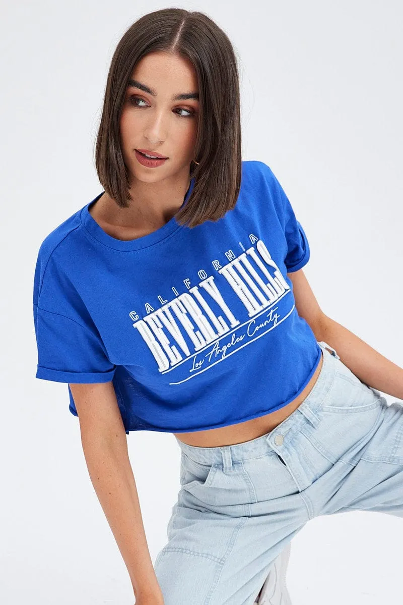 Blue Graphic Tee Short Sleeve sold by Ally Fashion