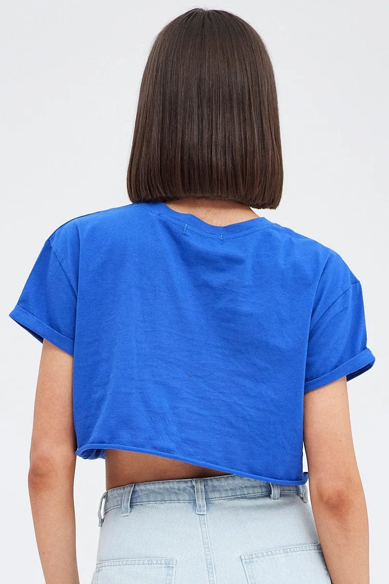 Blue Graphic Tee Short Sleeve sold by Ally Fashion product image thumbnail 5