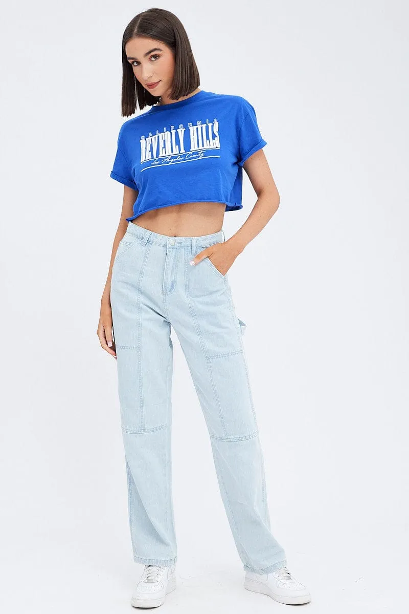 Blue Graphic Tee Short Sleeve sold by Ally Fashion product image thumbnail 2