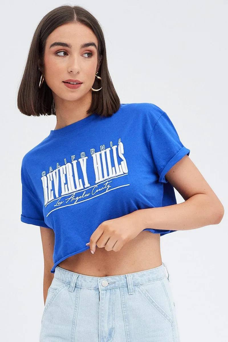 Blue Graphic Tee Short Sleeve sold by Ally Fashion product image thumbnail 3