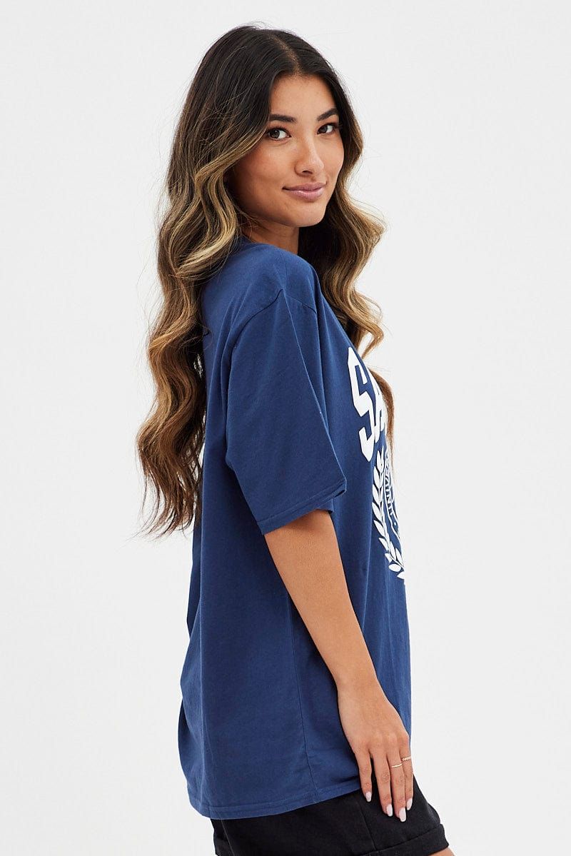 Blue Graphic Tee Short Sleeve Round Neck San Diego sold by Ally Fashion product image thumbnail 4