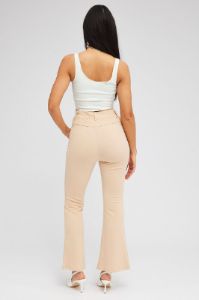 Beige Straight Fit Pants High Rise sold by Ally Fashion