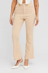 Beige Straight Fit Pants High Rise sold by Ally Fashion