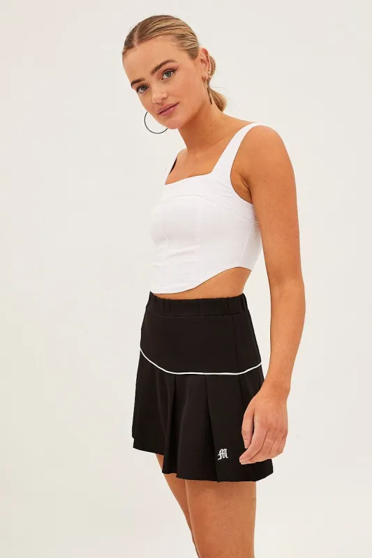 Black Pleated Tennis Mini Skort Skirt sold by Ally Fashion