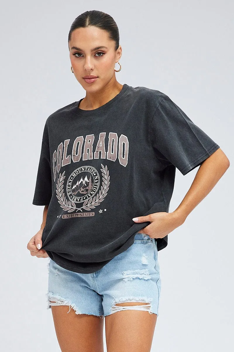 Grey Graphic Tee Short Sleeve Round Neck sold by Ally Fashion product image thumbnail 3