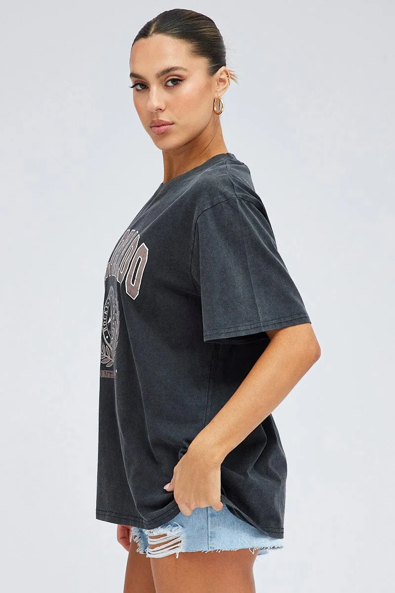 Grey Graphic Tee Short Sleeve Round Neck sold by Ally Fashion product image thumbnail 4