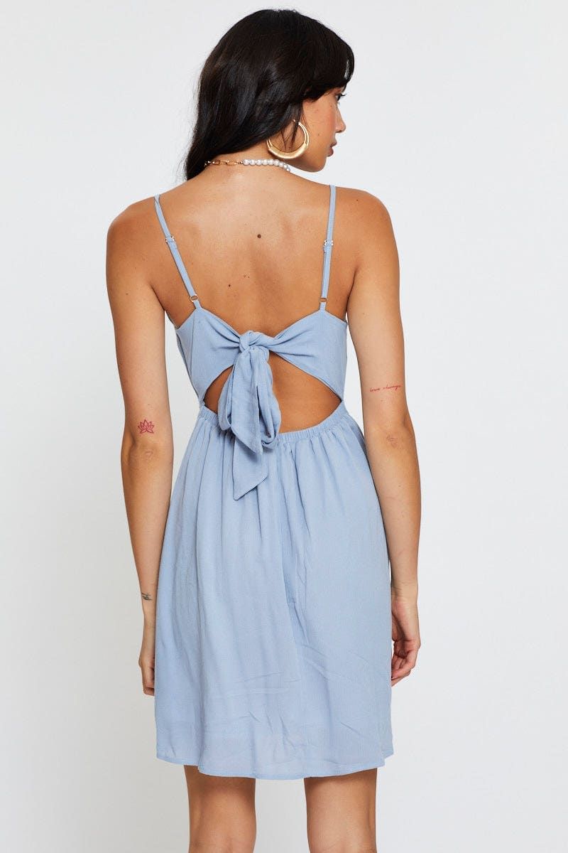 Blue A Line Dress Linen sold by Ally Fashion product image thumbnail 5