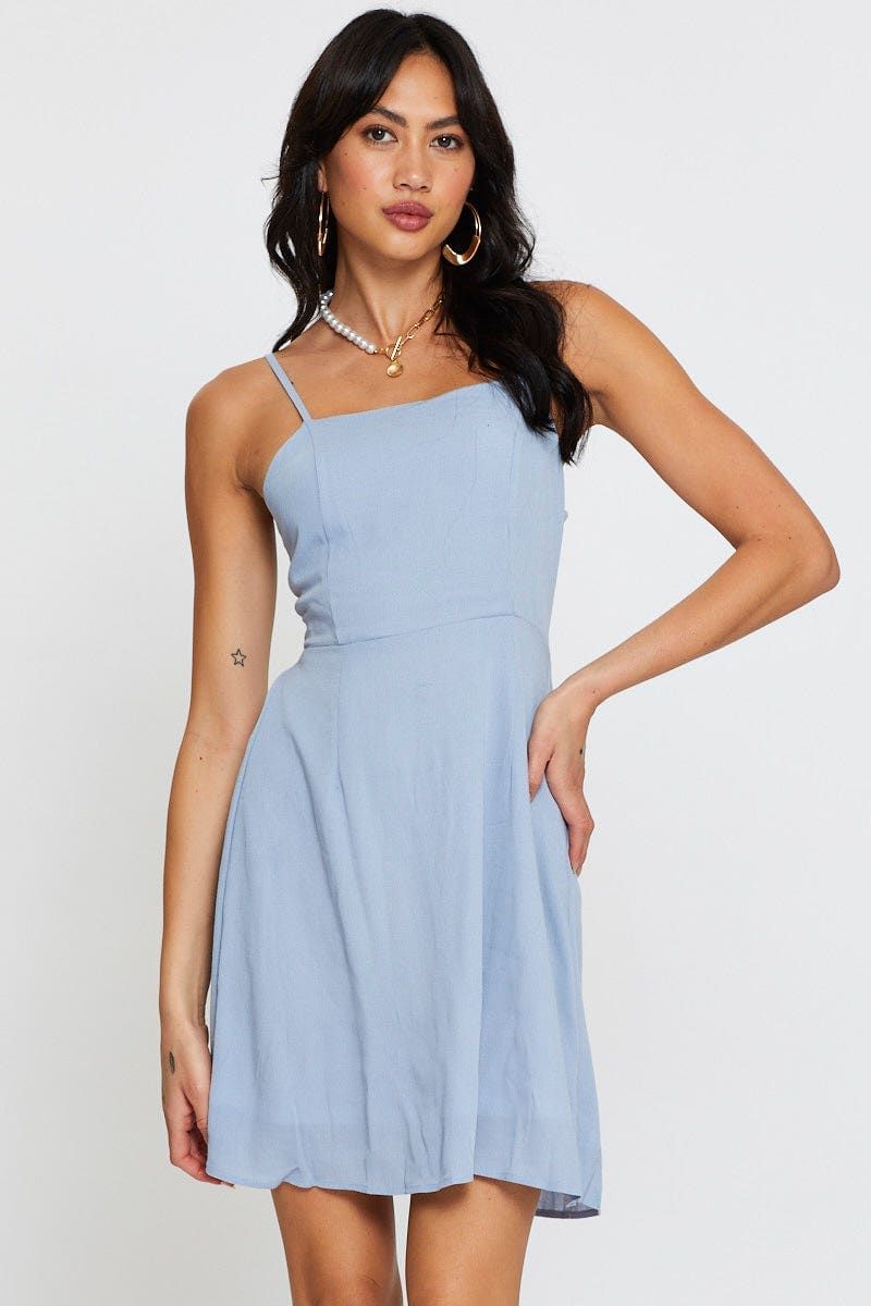 Blue A Line Dress Linen sold by Ally Fashion