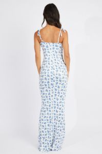 White Floral Ruched Bust Bodycon Maxi Dress sold by Ally Fashion
