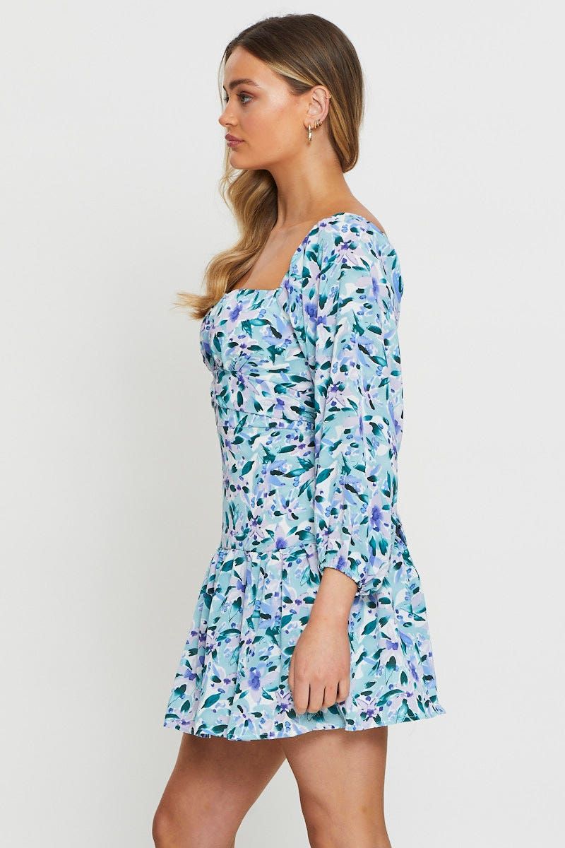 Print Mini Dress Square Neck sold by Ally Fashion product image thumbnail 4