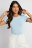 Blue Bodysuit Short Sleeve Crew Neck Supersoft sold by Ally Fashion