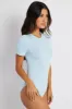 Blue Bodysuit Short Sleeve Crew Neck Supersoft sold by Ally Fashion