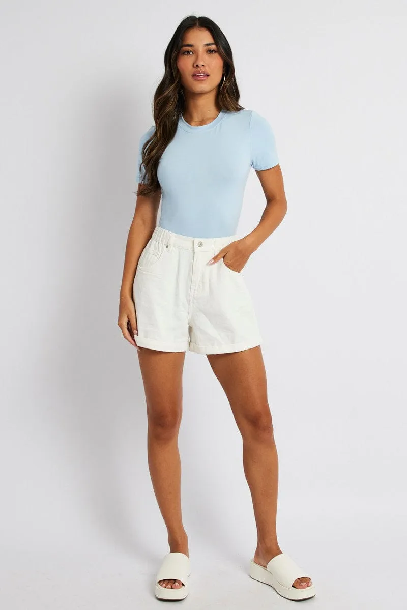 Blue Bodysuit Short Sleeve Crew Neck Supersoft sold by Ally Fashion product image thumbnail 2