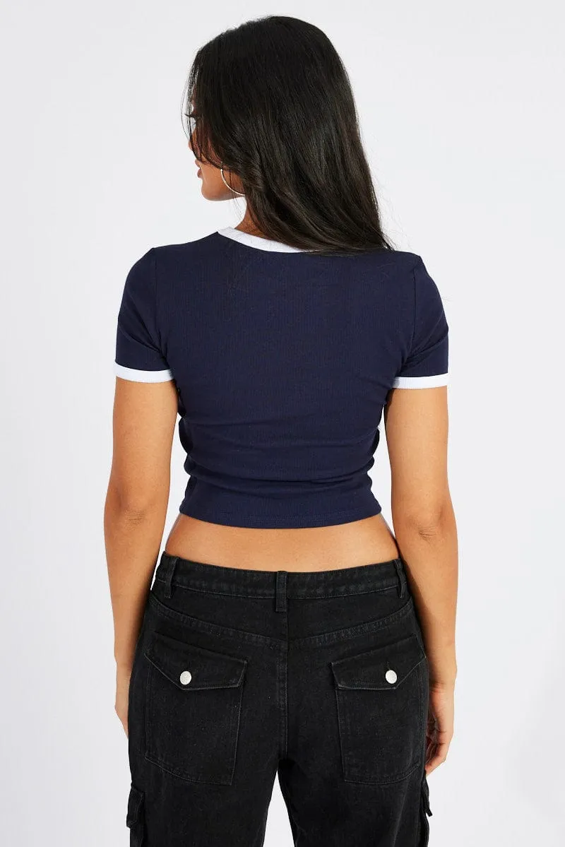 Blue Graphic Tee Short Sleeve sold by Ally Fashion product image thumbnail 5