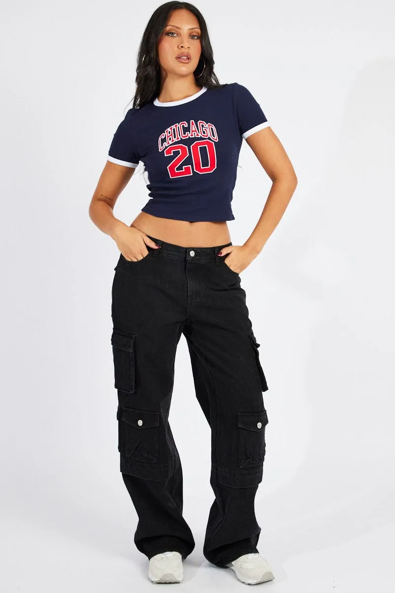 Blue Graphic Tee Short Sleeve sold by Ally Fashion product image thumbnail 2