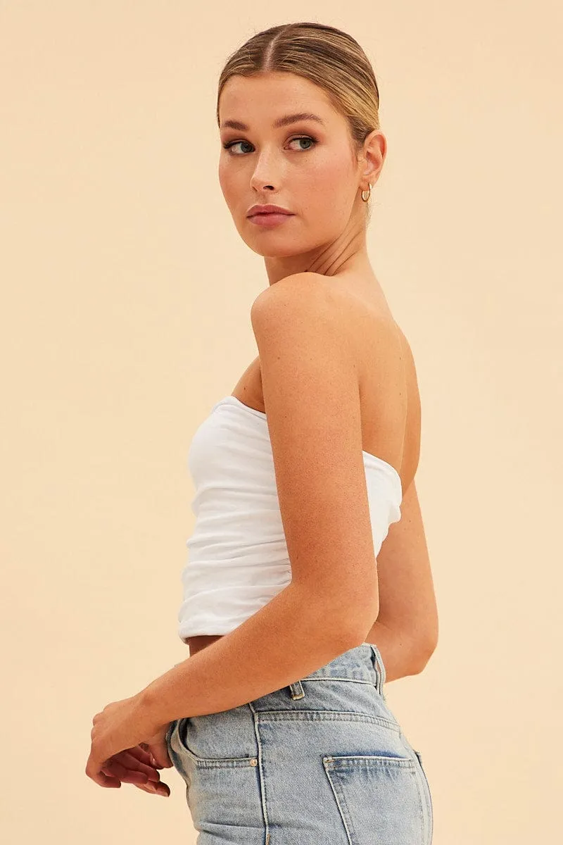 White Essential Ruched Crop Bandeau sold by Ally Fashion product image thumbnail 4