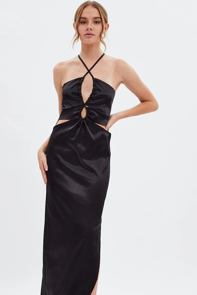 Black Maxi Dress Side Slip sold by Ally Fashion product image thumbnail 2