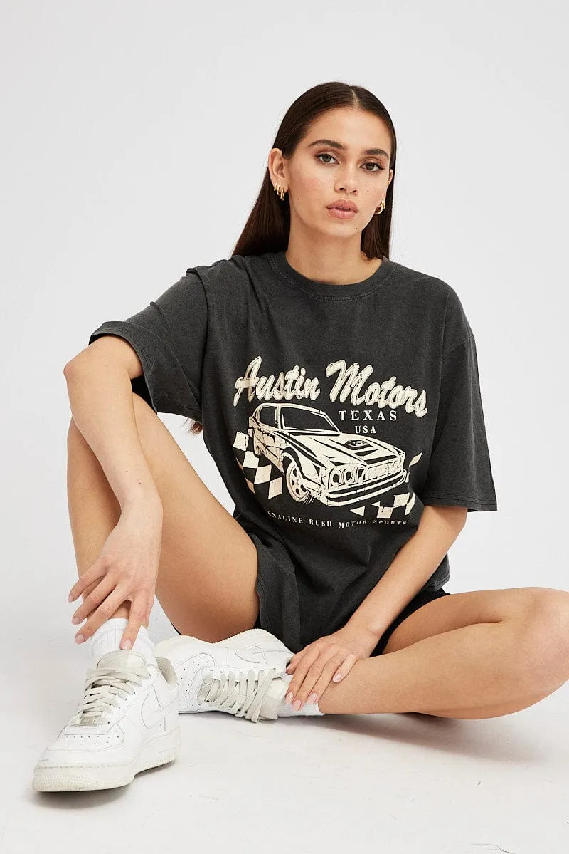 Grey Graphic Tee Short Sleeve sold by Ally Fashion