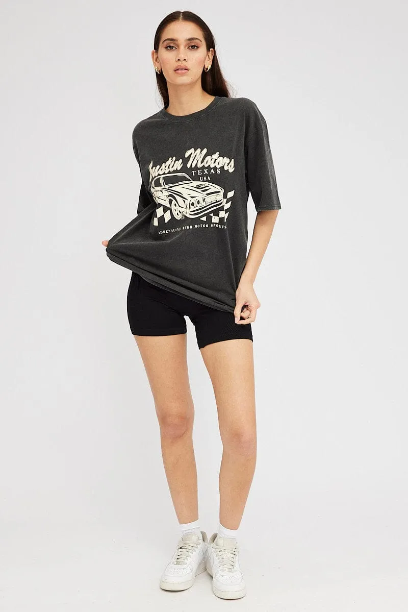 Grey Graphic Tee Short Sleeve sold by Ally Fashion product image thumbnail 2