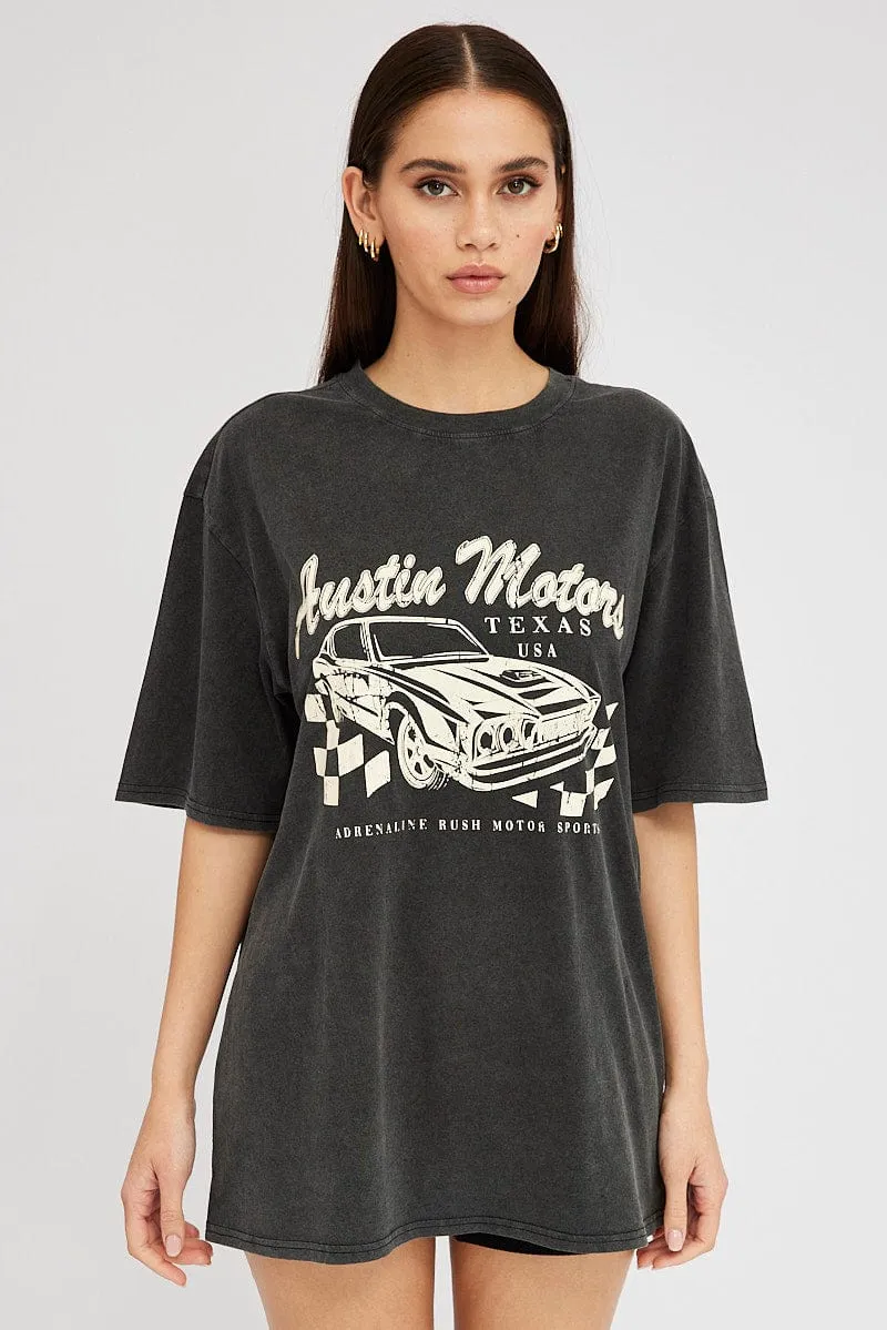 Grey Graphic Tee Short Sleeve sold by Ally Fashion product image thumbnail 3