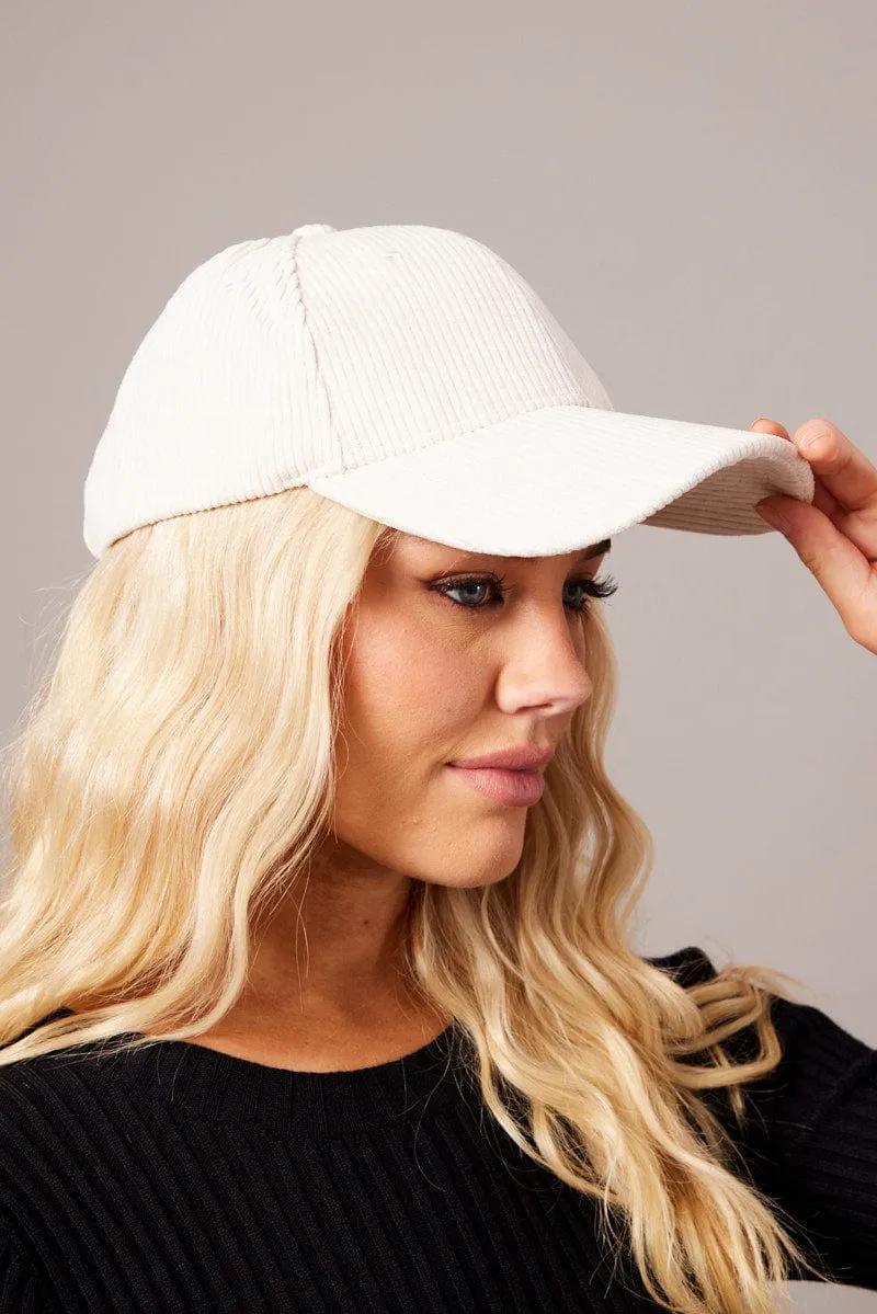 White Corduroy Cap sold by Ally Fashion