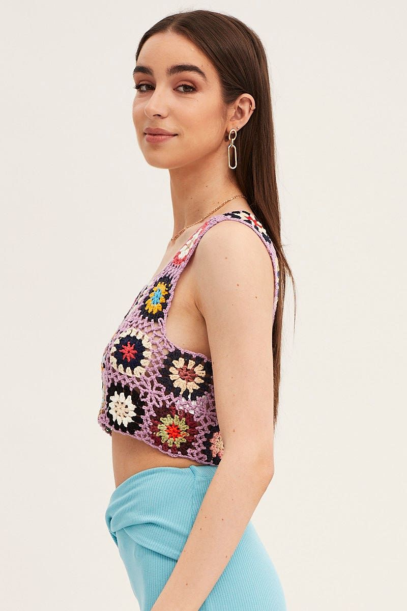 Multi Crochet Top Crop Square Neck sold by Ally Fashion product image thumbnail 4