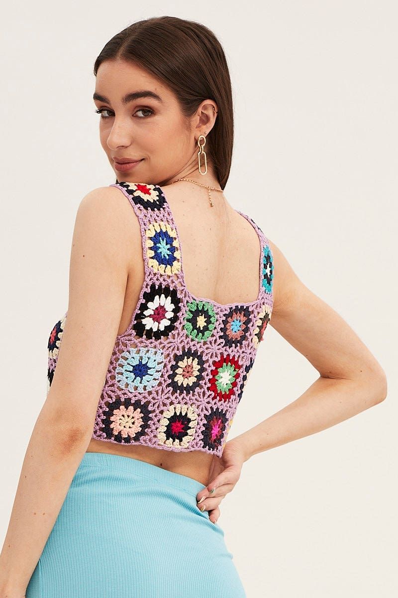 Multi Crochet Top Crop Square Neck sold by Ally Fashion product image thumbnail 5