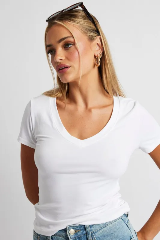 White Supersoft Top Short Sleeve sold by Ally Fashion