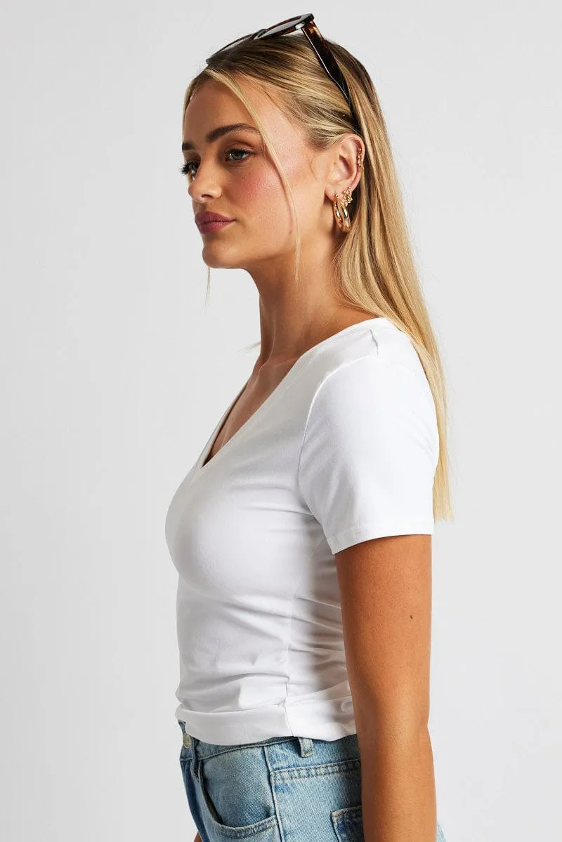 White Supersoft Top Short Sleeve sold by Ally Fashion product image thumbnail 4