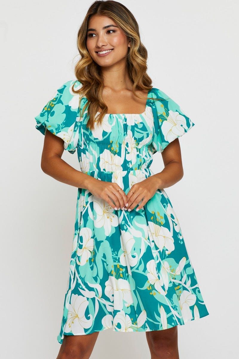 Print Mini Dress Short Sleeve sold by Ally Fashion