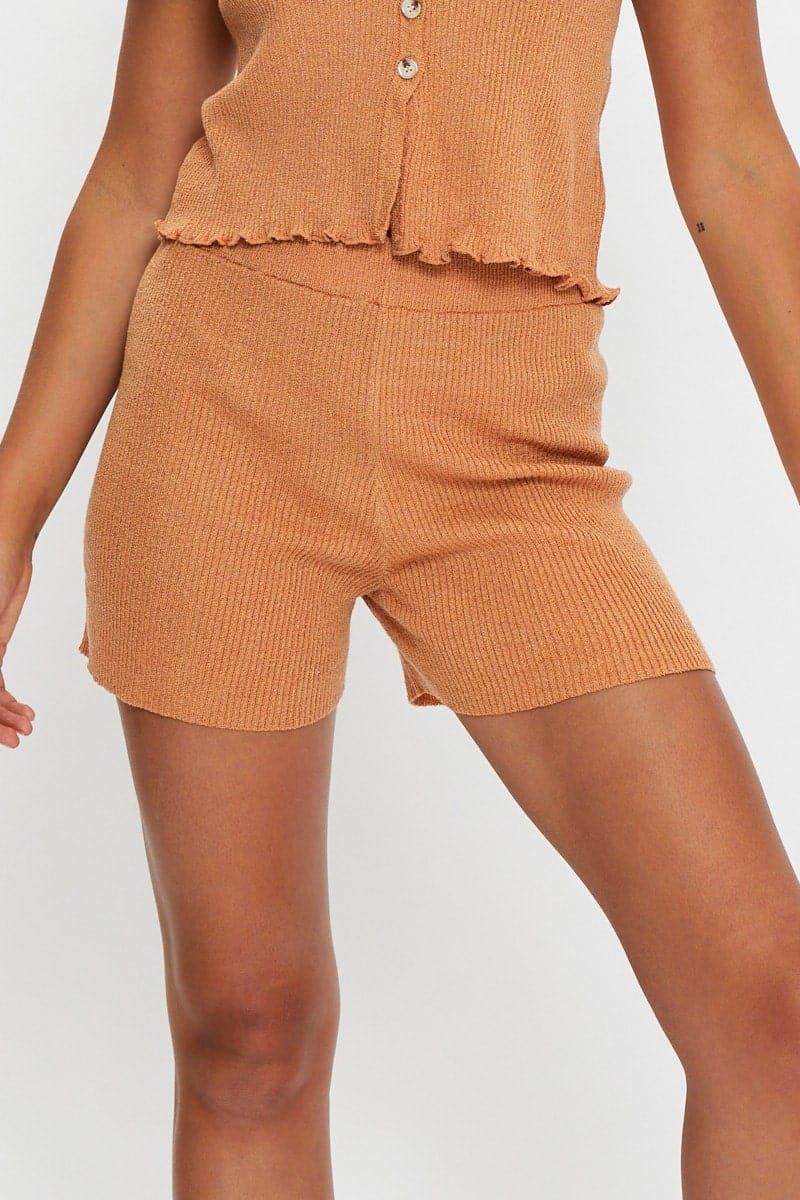 Brown Knit Shorts sold by Ally Fashion product image thumbnail 2