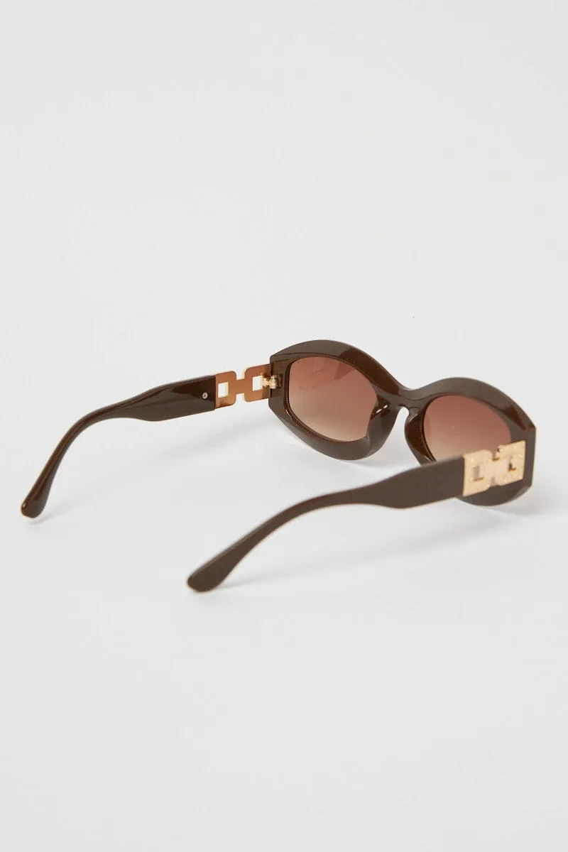 Brown Fashion Sunglasses Gold Hardwear Detail sold by Ally Fashion product image thumbnail 3