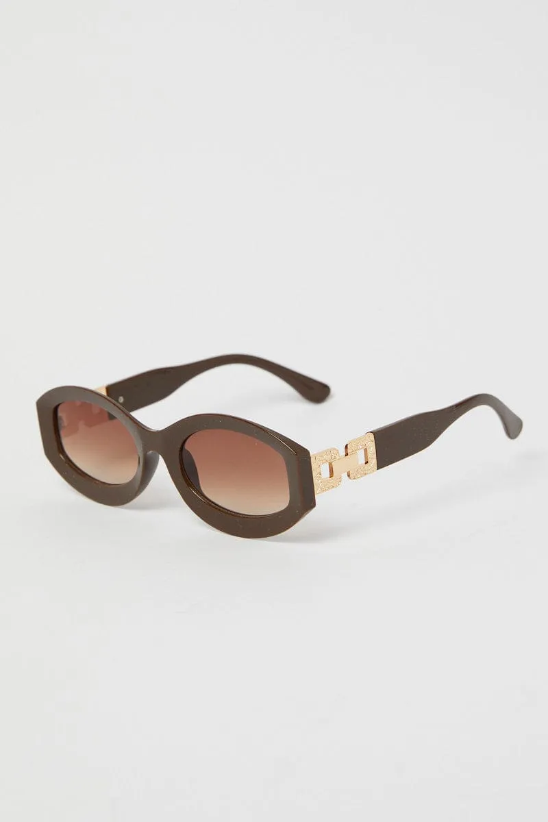 Brown Fashion Sunglasses Gold Hardwear Detail sold by Ally Fashion product image thumbnail 2