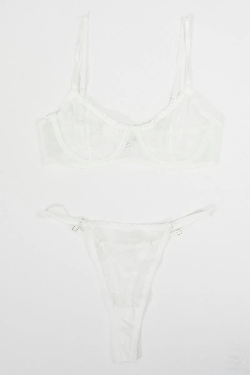 White Mesh Lingerie Set sold by Ally Fashion