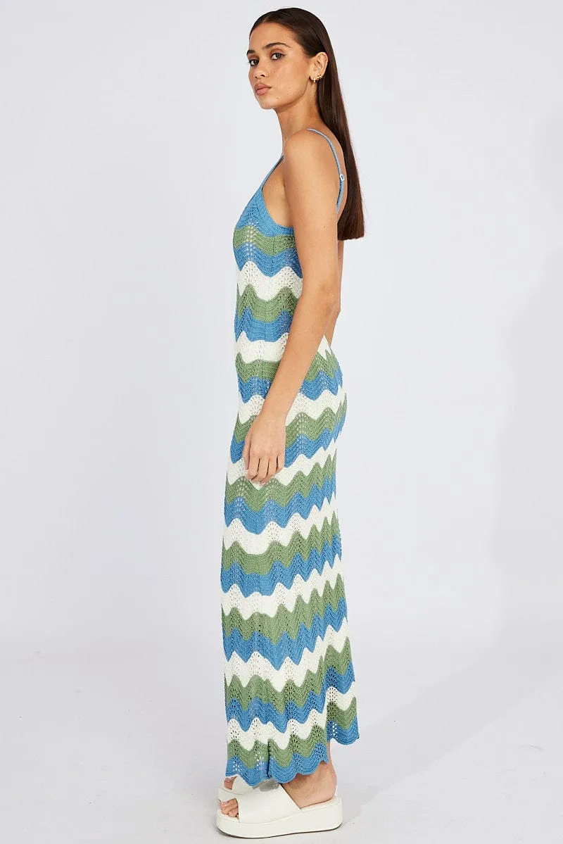 Green Stripe Knit Dress Maxi Strappy sold by Ally Fashion product image thumbnail 4