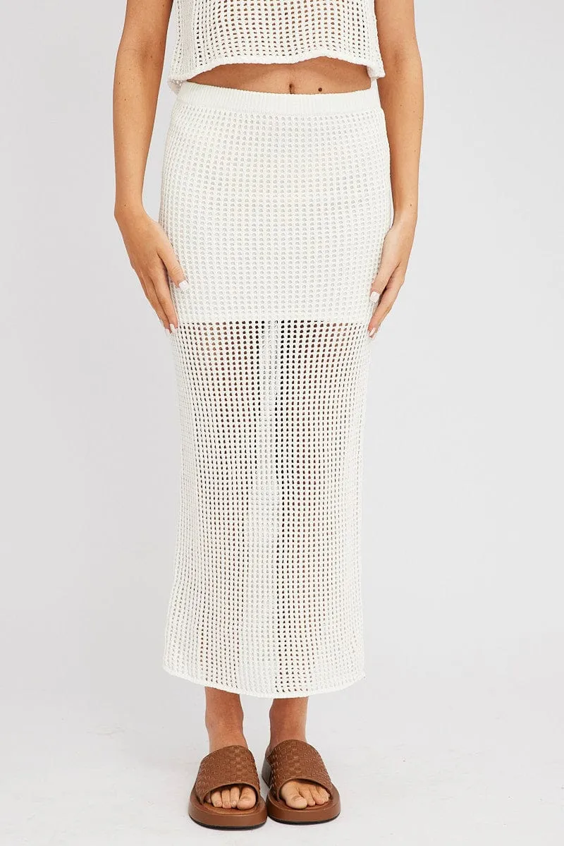 White Knit Skirt Midi Crochet sold by Ally Fashion product image thumbnail 2