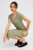Green Midi Dress Short Sleeve Rib sold by Ally Fashion