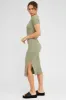 Green Midi Dress Short Sleeve Rib sold by Ally Fashion
